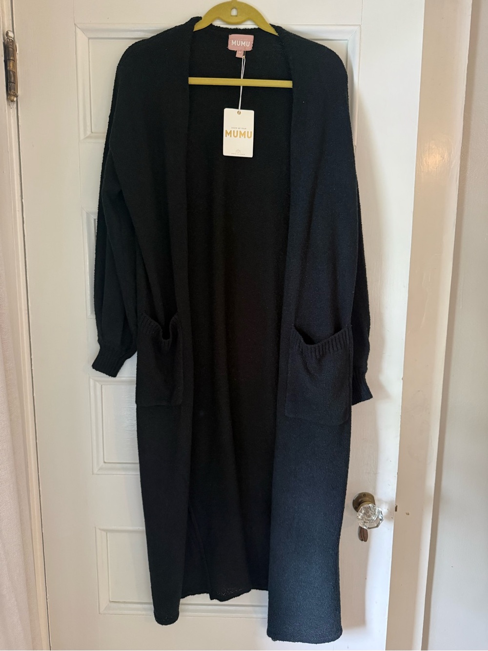 Show Me Your MuMu Long Black Open Front Cardigan NWT m